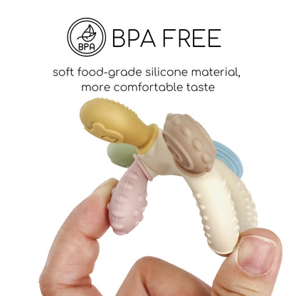 Chewwy: Textured Silicone Teething Ring with Rattle for Soothing Relief and Playtime Fun