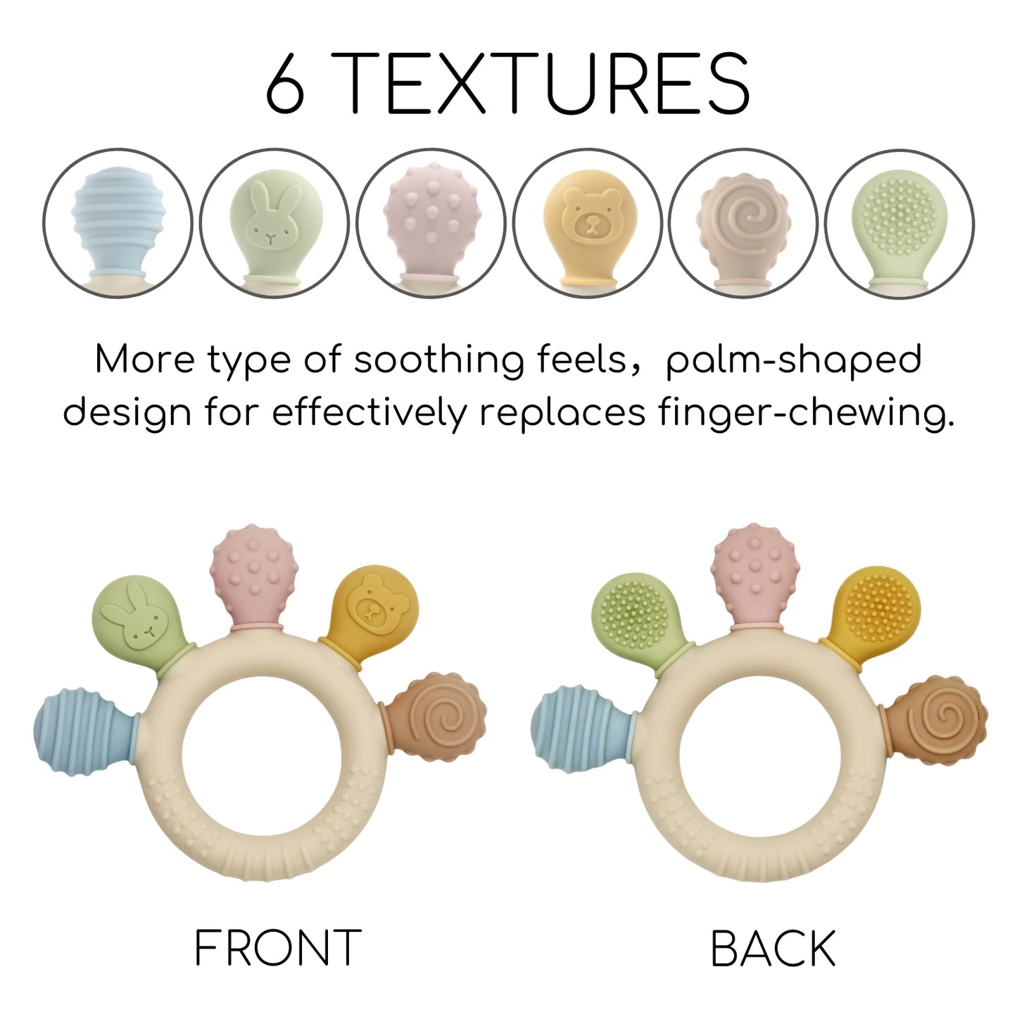 Chewwy: Textured Silicone Teething Ring with Rattle for Soothing Relief and Playtime Fun