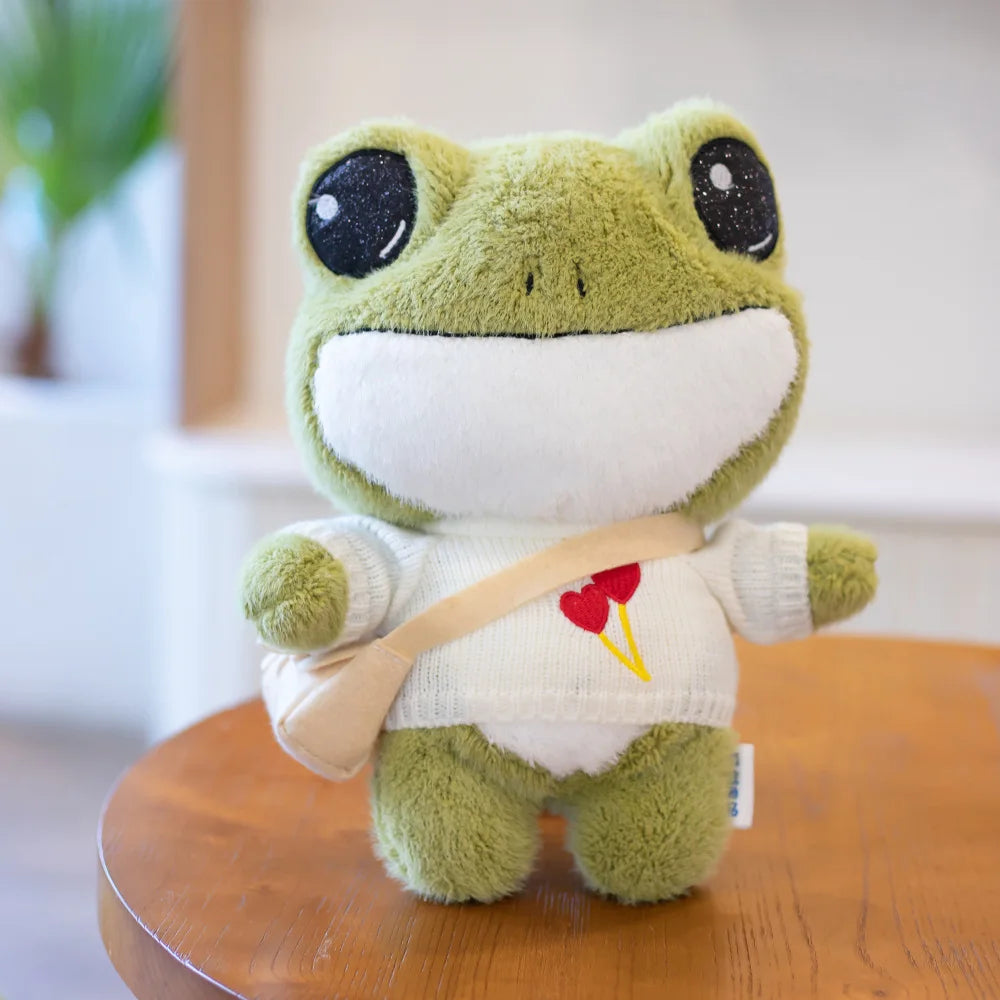 Swoakie: Adorable Frog Plush in Cozy Sweater Designs