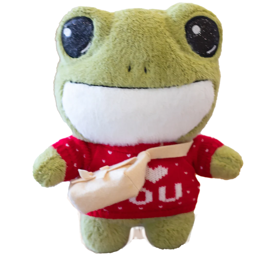 Swoakie: Adorable Frog Plush in Cozy Sweater Designs