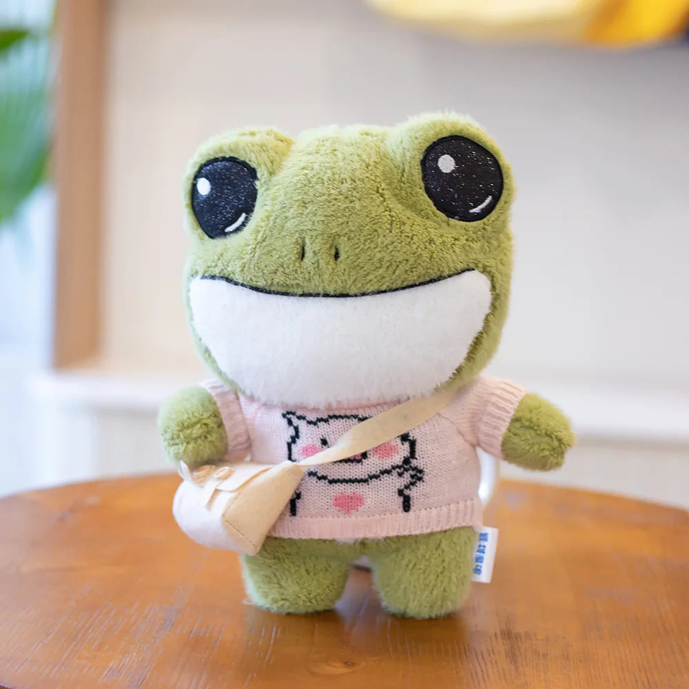 Swoakie: Adorable Frog Plush in Cozy Sweater Designs