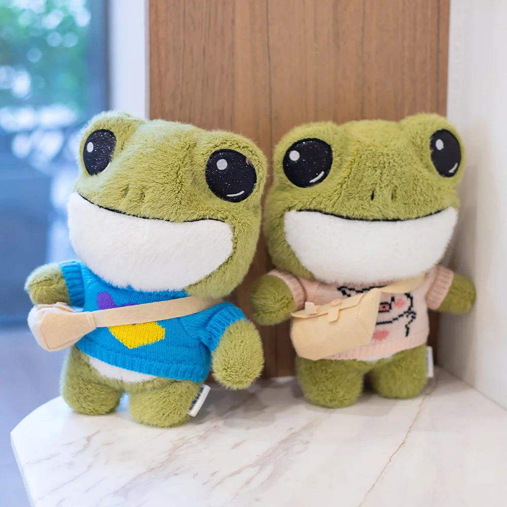 Swoakie: Adorable Frog Plush in Cozy Sweater Designs