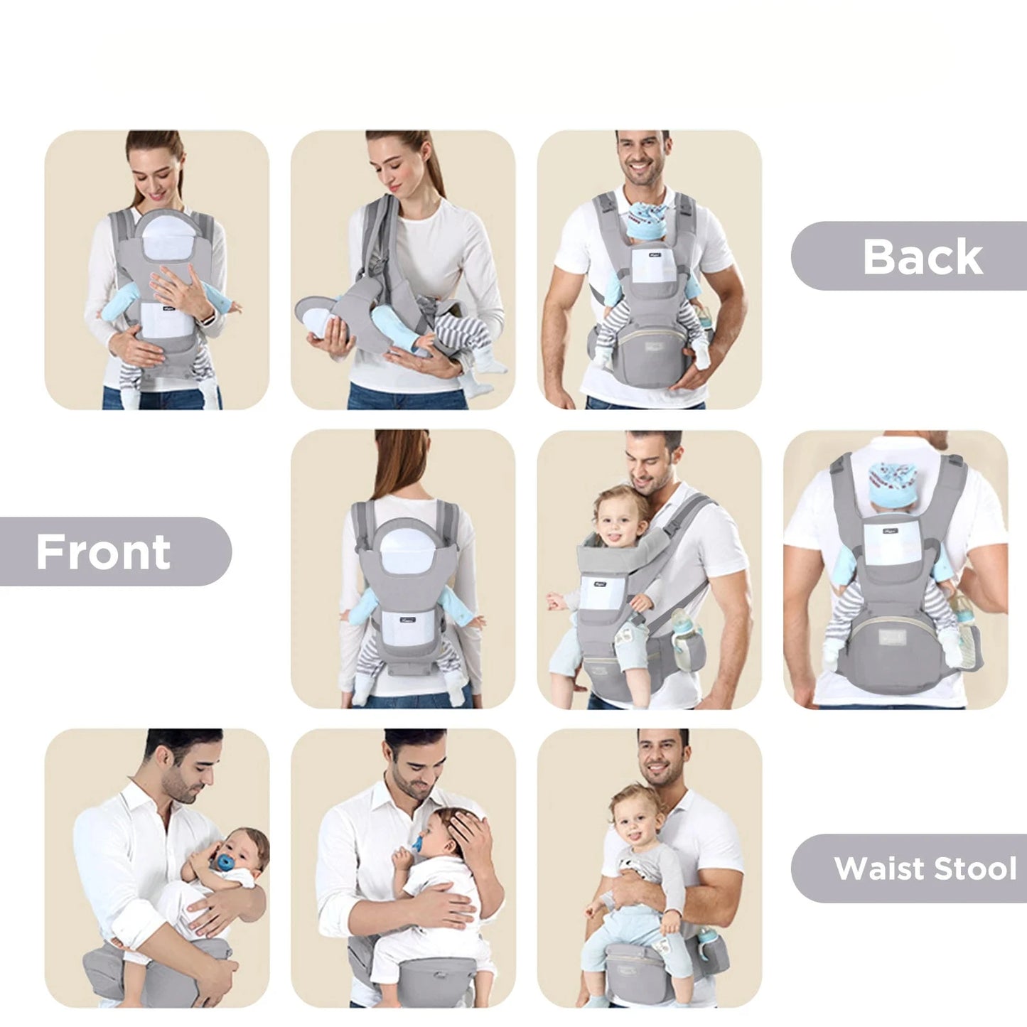 Snugara: Ergonomic Baby Carrier with Waist Section & Storage