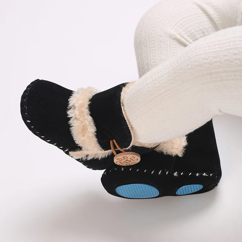 Muhz: Sleek, All-Black Baby Winter Boots with Straps