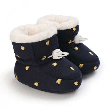 Muhz: Sleek, All-Black Baby Winter Boots with Straps