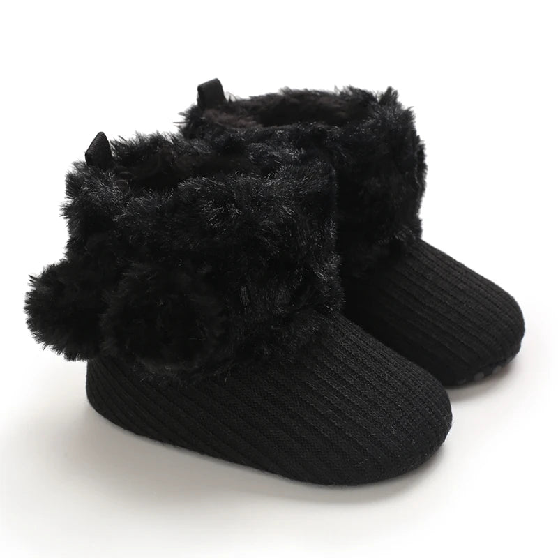 Muhz: Sleek, All-Black Baby Winter Boots with Straps