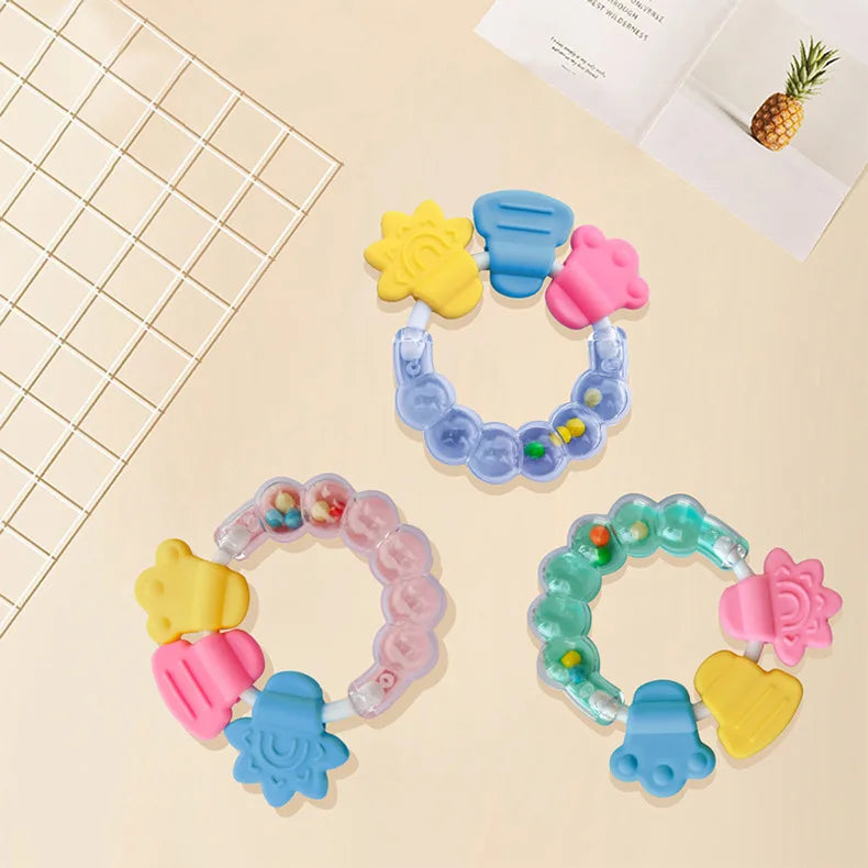 Fruitzy: "Fruit-Themed Silicone Teething Rattle for Soothing and Stimulating Baby Playtime