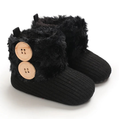 Muhz: Sleek, All-Black Baby Winter Boots with Straps