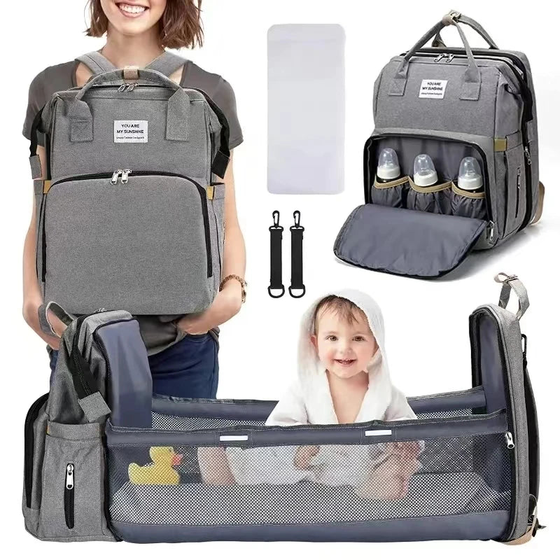 Parenzo: Multi-Function Diaper Bag and Baby Crib