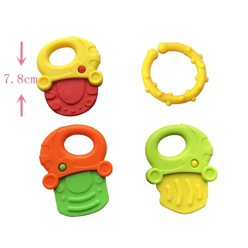 Fruitzy: "Fruit-Themed Silicone Teething Rattle for Soothing and Stimulating Baby Playtime