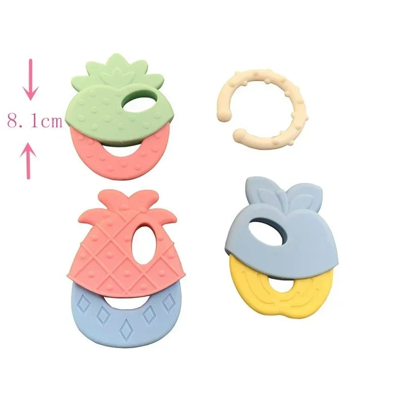 Fruitzy: "Fruit-Themed Silicone Teething Rattle for Soothing and Stimulating Baby Playtime