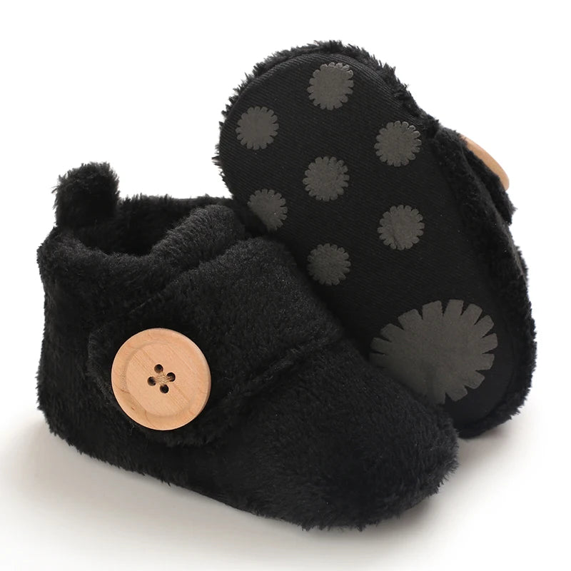 Muhz: Sleek, All-Black Baby Winter Boots with Straps