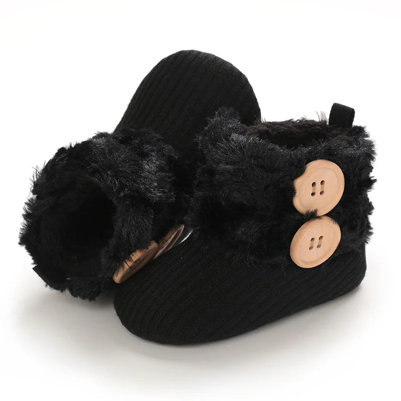 Muhz: Sleek, All-Black Baby Winter Boots with Straps