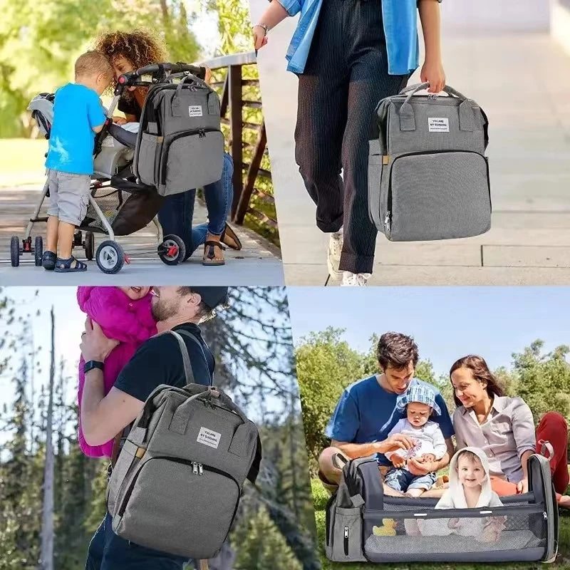 Parenzo: Multi-Function Diaper Bag and Baby Crib