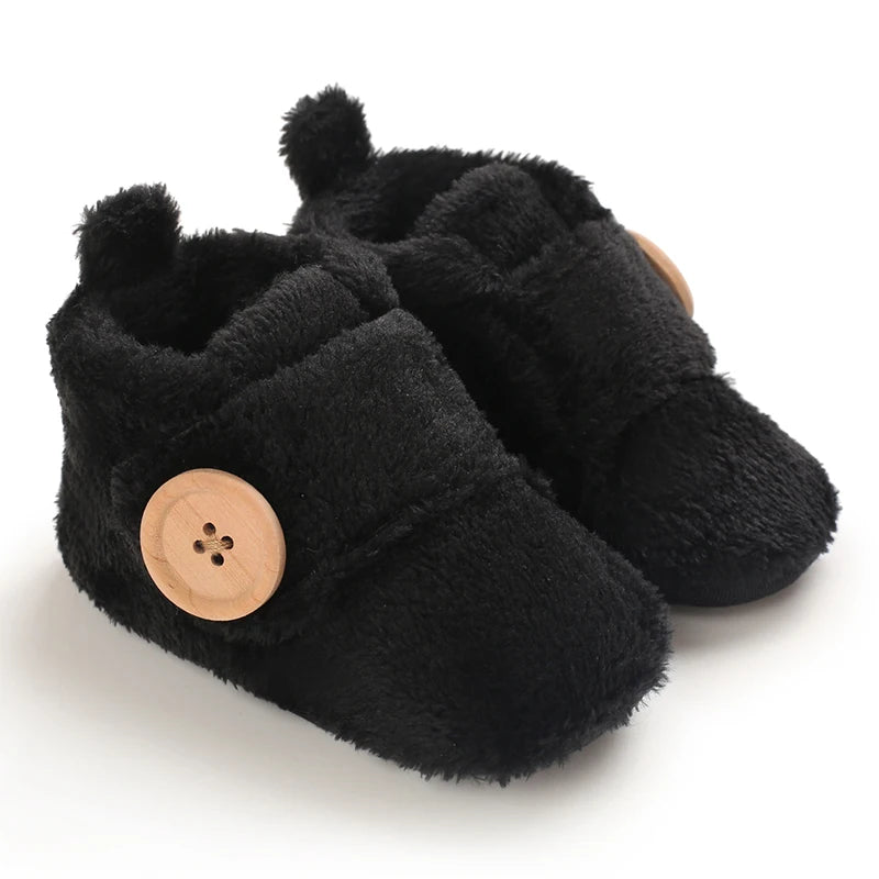 Muhz: Sleek, All-Black Baby Winter Boots with Straps