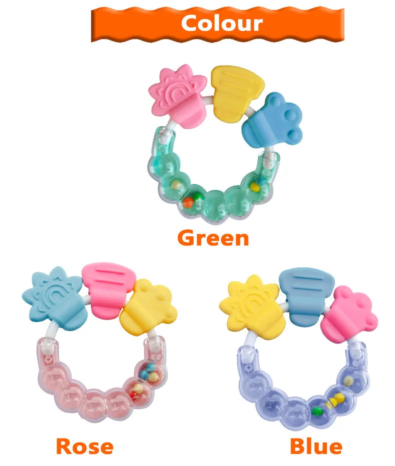 Fruitzy: "Fruit-Themed Silicone Teething Rattle for Soothing and Stimulating Baby Playtime