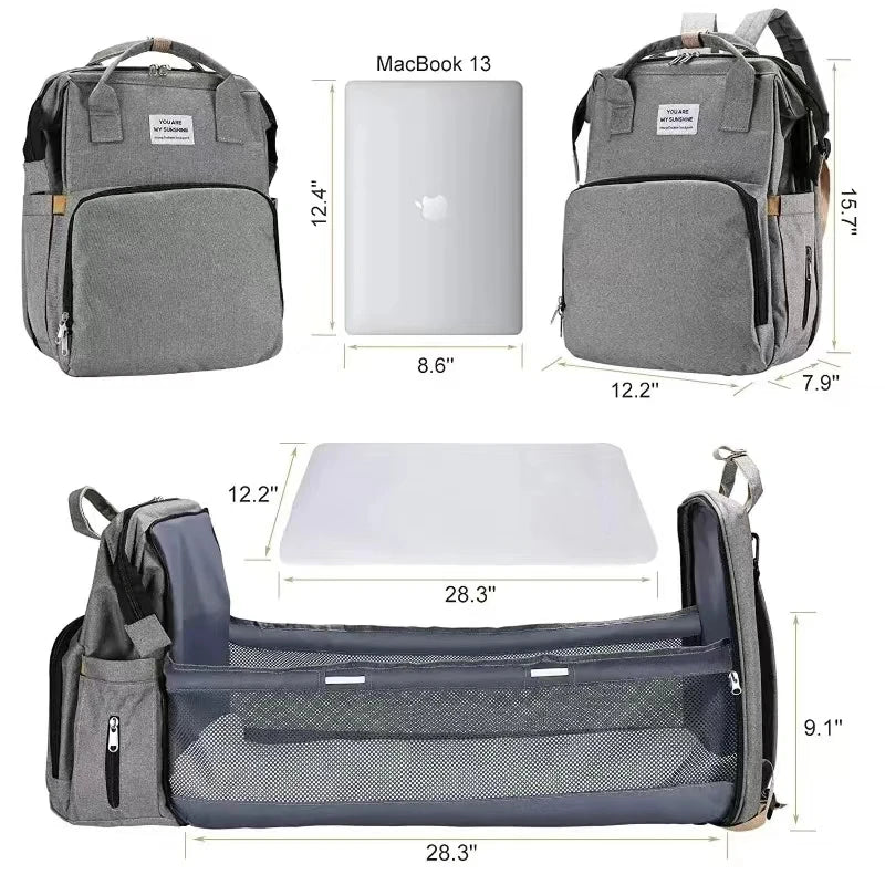 Parenzo: Multi-Function Diaper Bag and Baby Crib