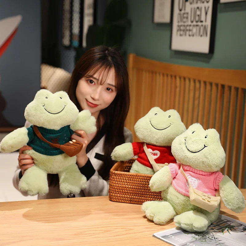 Froakie: Adorable Frog Plush in Cozy Sweater Designs and Shoulder Bags