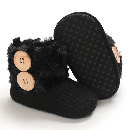 Muhz: Sleek, All-Black Baby Winter Boots with Straps