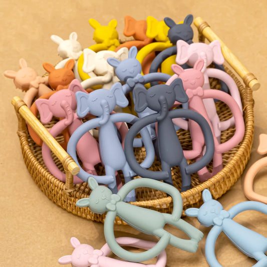 Rabbit , Elephant & Lion Ring Soother: Safe, Soothing, and Playful Teething Toy for Happy Babies