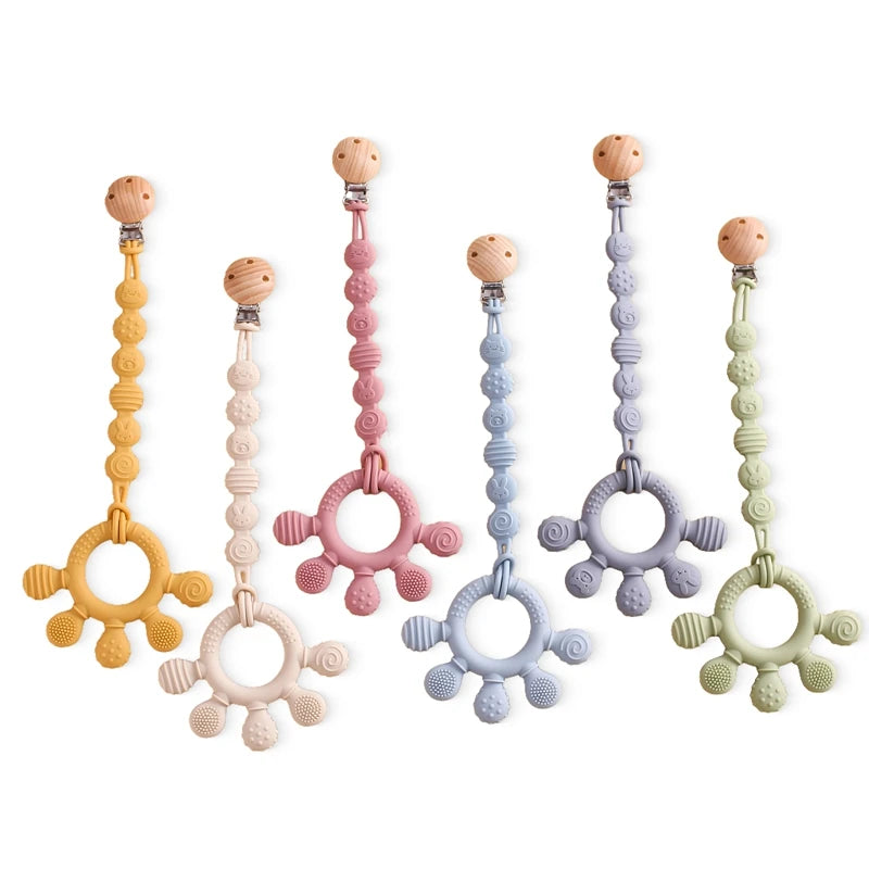 Chewwy Clip: Silicone Teething Ring with Clip for Soothing and Convenience